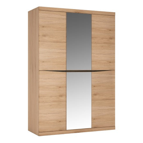 Kensington 3 Door Wardrobe with Centre Mirror door in Oak